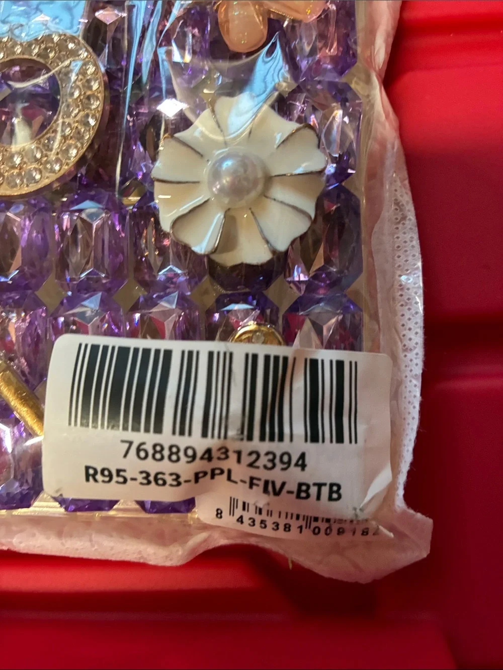 Source Unknown Purple Crystal Embellished Phone Case with Gold Accents